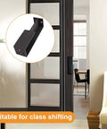 Pocket Door Edge Pull With Hidden Handle For Sliding Doors Recessed Flush Pull Hardware Easy Grip Aluminum Alloy Black Finish installed on a glass door