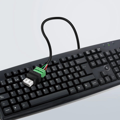 Slick USB To Four Pin Screw Terminal Block Adapter For Quick Cable Extensions And No Sweat Project Hookups A Rock Solid DIY Electronics Breakout Module on keyboard.