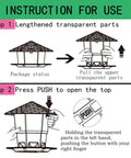 Instructions for using Retractable Outdoor Bird Feeder With Huge Capacity Seed Storage Easy Fill Top Latch For Quick Cleaning.