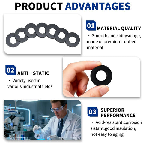 85 Piece Flat Rubber Washers Assortment Kit For DIY Fixes And Everyday Home Repairs With Five Sizes product advantages