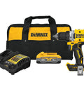 Heavy Hitter 20V Max Brushless Cordless Drill Driver with battery, charger, and bag for home repair and professional tasks.