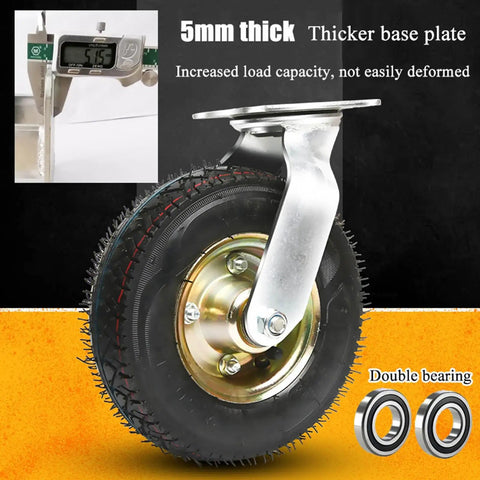 Heavy Duty Swivel Caster Wheels for Furniture and Workbench Trolleys, displaying steel top plate and rubber tire.