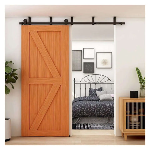 Ceiling Mounted Sliding Barn Door Hardware Kit With Built Tough Heavy Duty Rails And Nylon Wheel Hangers for interior doors installed