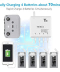 6 In 1 Rapid Multi Charging Hub for DJI Mini 4K Mini 2 and Mini 2 SE drones charging four batteries and remote controller
