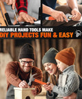 Family using 328 Piece Home Tool Set With Toolbox Storage Case And Drawer Organizer All In One Hand Tool Kit for DIY projects.