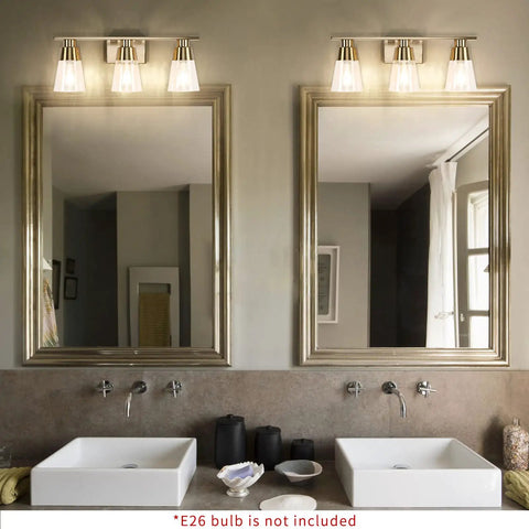 Three Light Bathroom Vanity Light Fixtures Modern Gold Wall Sconces With Seeded Glass Shade For Mirror Kitchen Living Room 22.04 Inch Dope Sleek Lighting above double sinks