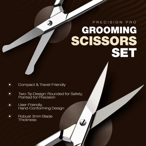Two Piece Nose And Eyebrow Scissors Set For Men And Women Stainless Steel Small Grooming Scissors With Curved And Rounded Heads