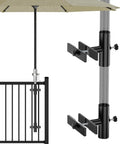 Beefy Adjustable Patio Umbrella Stand For Deck Railing Mounts Heavy Duty Steel Base With Clip Clamp Outdoor Umbrella Holder