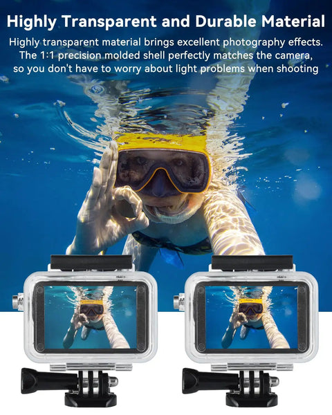 Underwater view using Waterproof Action Camera Case For Osmo Action 5 4 3 With 50 Meter Depth No Fuss Anti Fog Shell Cage