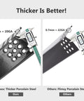 Comparison of 1mm and 0.7mm porcelain steel flame tamers from Four Pack Porcelain Steel Flame Tamers Heat Plate Shields