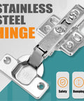 Buttery Smooth Soft Close Cabinet Hinges For Frameless Cabinets Full Overlay European Style 35Mm Cup Concealed Hardware 110 Degrees Silent Cushion Action 50 Pack No Sweat Setup stainless steel hinge close-up view with mounting holes and screws.