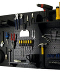 4 Ft Metal Pegboard Organizer Kit For Garage And Shop with tools and accessories displayed on black toolboard