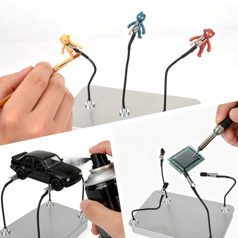 Magnetic Helping Hands Soldering Kit With 10 Flexible Clip Arms And 1 Iron Box Station used for painting and soldering tasks