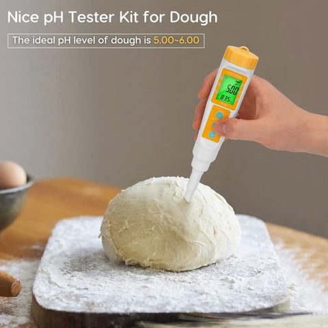 Food pH Meter For Sourdough And Bread Dough testing dough with Waterproof pH Tester and Rugged Needle Probe