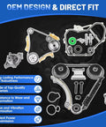 Chevy Ecotec Timing Chain Kit With Water Pump 2.2L 2.4L for Equinox GMC shown with components and highlights
