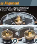 Killer Heavy Duty Ten Piece Router Template Bushing Guide Set With Centering Pin And Cone Tool for smooth router bit alignment.