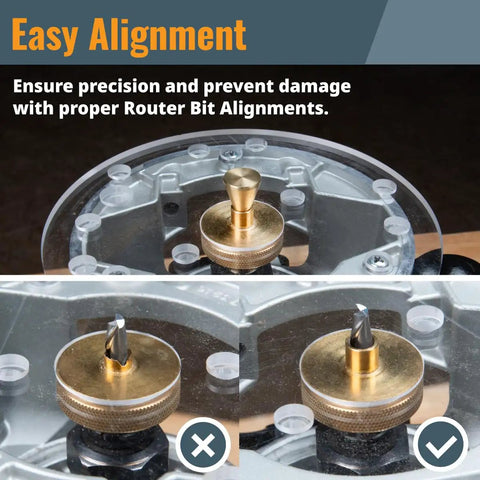 Killer Heavy Duty Ten Piece Router Template Bushing Guide Set With Centering Pin And Cone Tool for smooth router bit alignment.