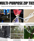Self Locking Nylon Cable Ties Set With 600 Pieces In 4 6 8 10 12 Inch Assorted Sizes Grab And Go Ready For Heavy Duty Multi Purpose Wire Management For Home Garden Office Travel And Workshop used in various applications such as wiring, lashing, and binding.