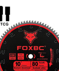 10-Inch 80-Tooth TCG Saw Blade For Aluminum, Non-Ferrous Metal And Plastic - 0.094-Inch Kerf, Five-Eighth-Inch Arbor, Front View