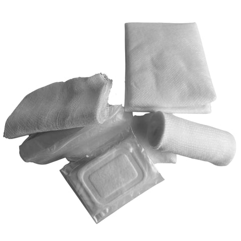 Student CPR And First Aid Training Kit Pack Of 10 With Two Nonwoven Triangular Bandages, Gauze Pads, Gloves, CPR Training Shield