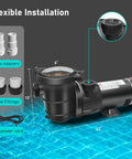 Real Deal Above Ground Pool Pump with 1.5 HP 115 Volt Motor Cranking Out 4920 GPH Flow with hose adapters and 6.6ft cord.