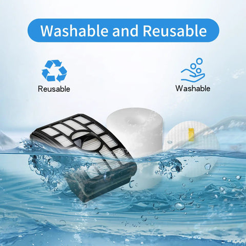 Hepa Foam And Felt Filter Brushroll Replacement Kit For Rotator Pro Lift Away DuoClean Vacuum filters in water showing washability