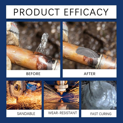 Industrial Strength Metal Bonding Epoxy Glue For Metal And Plastic Repairs, High Temperature Resistant Casting Adhesive application on metal pipe before and after