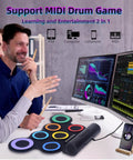 People using Roll Up Electronic Drum Pad Kit With 7 Pads, MIDI Output, Headphones And Dual Speakers, 2 Pedals, 10 Hour Playtime