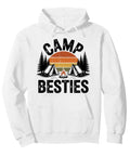 Pullover Hoodie For Campers And RV Lovers Funny Camping Gift For Family Trips with campfire graphic on white fabric.