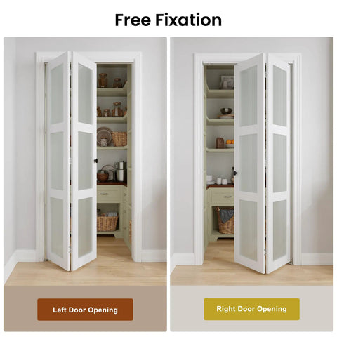 Heavy Duty Interior Bifold Closet Doors Fits 24 X 80 Inch Opening, showcasing left and right door opening options.