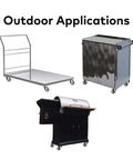 Outdoor carts and cabinets with heavy duty swivel casters