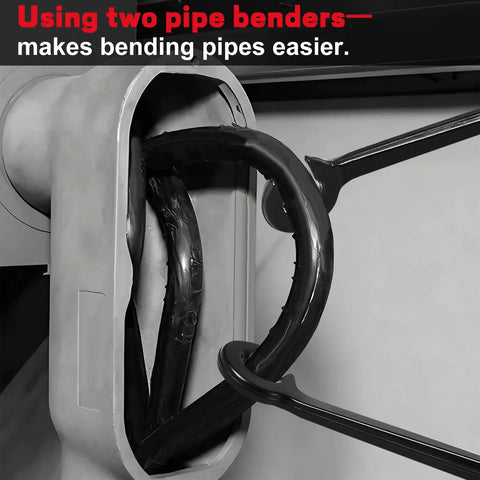 Heavy Duty 12-Inch Cable Bender Two Pack For 350 MCM Electrical Wire in use bending pipes in tight space.