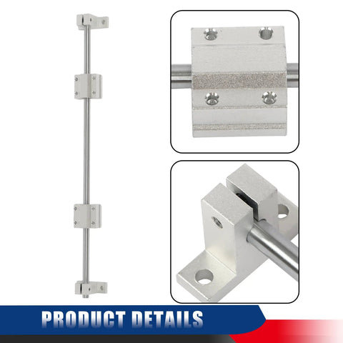 2 Pack 8mm x 350mm Linear Motion Rail Slide Guide Kit With 4 SCS8UU Bearings and SK8 Rail Supports, product details shown