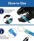 Instructional image showing use of Heat Shrink Ring Connector Kit with KableSeal technology on AWG 16-14 wire.