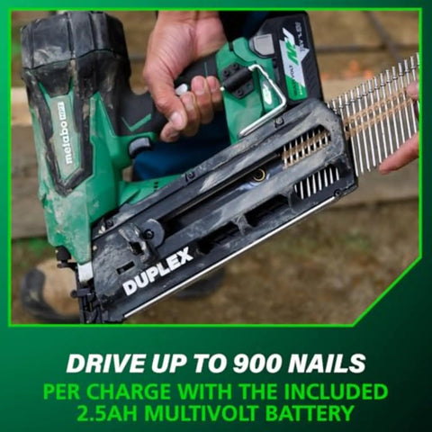 36V Cordless Forming Nailer With 2.5Ah Battery And 3.5 Inch Duplex And Double Headed Fasteners NR3675DD in use