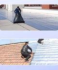 Two images showing application of Battle Ready Aluminum Roof Repair Tape Heavy Duty Self Adhesive Waterproof Shingle Sealant Strip.