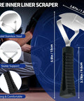 Top Shelf 33 Piece Tire Patch Kit With 30 Rubber Inserts In Three Sizes Plus Roller And Scraper For Quick Car Motorcycle And Bike Repairs That Make Fixing Flat Tires A Snap Hella Tough Gear For Every Road - Tire inner liner scraper in solid stainless steel with comfortable grip, 5.9in long.