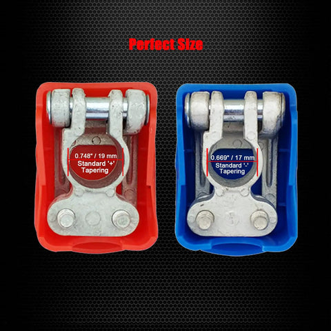 Brass Heavy Duty Quick Release Top Post Battery Terminal Connectors 1 Pair with Red and Blue Covers for Fast Disconnect