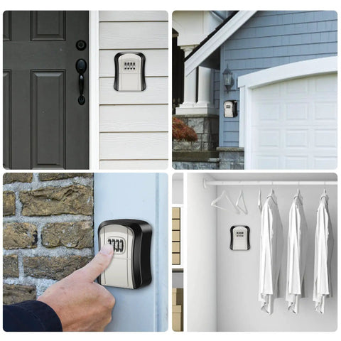 Rugged 4 Digit Key Safe Box for Wall Mount in various locations, 3.7 inch zinc alloy, waterproof for indoor and outdoor use
