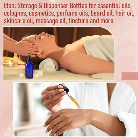 Dead Simple 2 Oz Dark Blue Glass Dropper Bottles, 4 Pack With Exact 1Ml Calibrated Eyedroppers, No Drama Silicone Caps For Essential Oils, DIY Tinctures, And Slick Beauty Blends