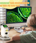 Kid-Friendly Handheld Digital Microscope With 1000X Zoom And 2.1 Inch HD LCD Screen, Six LED Lights, Ergonomic Angled Design For Eye And Neck Comfort, A Fun, Engaging Tool For STEM Learning, Exploration, And Hands-On Discovery showing USB PC display