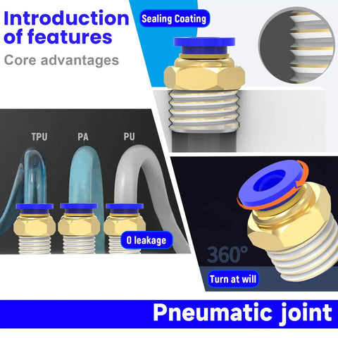 20 Pack Push To Connect Pneumatic Fittings 4mm Tube OD To One Quarter Inch Male Quick Connect Air Line Hose Fittings with TPU PA PU tubes