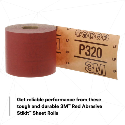 Stikit Red Abrasive Sheet Roll Two And Three Quarter Inch By Twenty Five Yard 400 Plus Grade No Hole Automotive Sanding