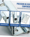 Heavy Duty Garage Door Hinges With Thickened Metal Construction And Double Bearing Pivot Industrial Gate Corner Hinge In Silver For Warehouse And Factory Use Low Maintenance And Durable Door Hardware, industrial steel hinge close-up