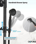Handheld shower spray from Exposed Shower Faucet Set With 8-Inch Rainfall Head, Handheld Shower, Wall Mount Cross Handle, Two-Function Water System