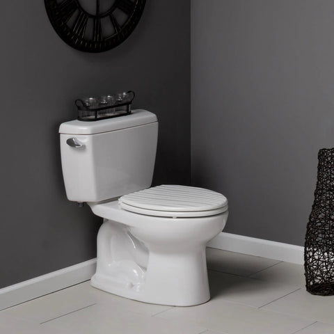 Rainfall Style Slow Close Toilet Seat With Easy Clean Hinges And Durable Wood Seat Elongated White For A Modern Bathroom Upgrade