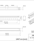 2 Pack All Metal 1U Horizontal Rack Mount Cable Manager With 12 Big Finger Slots For 19 Inch Server Racks technical drawing