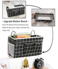 3 Piece Large Wall Hanging Organizer Set with linen fabric baskets shown installed on wall with books and accessories.
