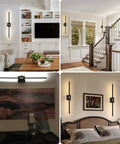 Cordless Battery Wall Sconces Set Of 2 Packed With 10000 Mah Power And Zero Wiring Hassle For Quick Setup And Sleek Matte Black Finish To Level Up Your Home Lighting Vibes in a living room and bedroom setup.