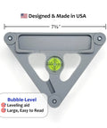 Top view of Adjustable Alignment and Leveling Stand for Mevo Gen2 Camera with bubble level, zinc plated screws, and angle markings.